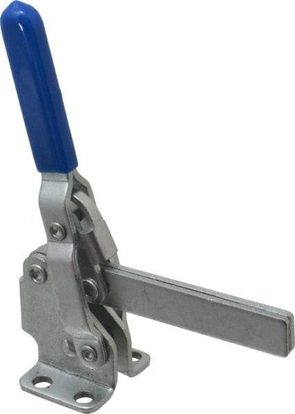 Gibraltar - 475 Lb Holding Capacity, Vertical Handle, Manual Hold Down Toggle Clamp - 62° Handle Movement, 115° Bar Opening, Solid Bar, Flanged Base, Carbon Steel - Top Tool & Supply