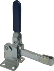 Gibraltar - 750 Lb Holding Capacity, Vertical Handle, Manual Hold Down Toggle Clamp - 58° Handle Movement, 106° Bar Opening, Solid Bar, Flanged Base, Carbon Steel - Top Tool & Supply