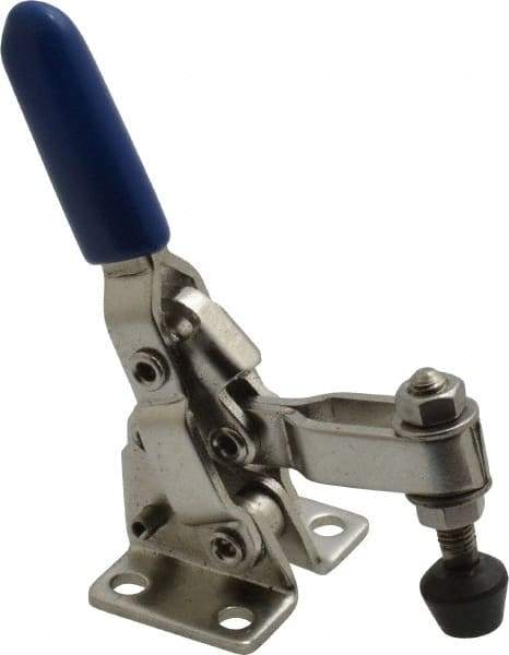 Gibraltar - 125 Lb Holding Capacity, Vertical Handle, Manual Hold Down Toggle Clamp - 55° Handle Movement, 100° Bar Opening, U-Bar, Flanged Base, Electro-Plated Zinc, Stainless Steel - Top Tool & Supply