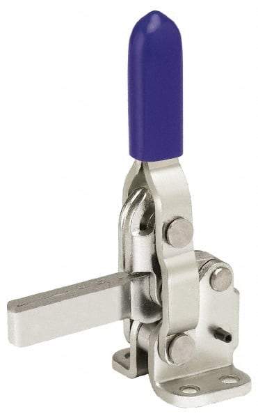 Gibraltar - 250 Lb Holding Capacity, Vertical Handle, Manual Hold Down Toggle Clamp - 65° Handle Movement, 105° Bar Opening, Solid Bar, Flanged Base, Electro-Plated Zinc, Stainless Steel - Top Tool & Supply