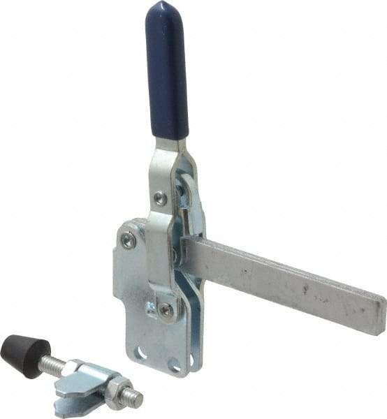 Gibraltar - 450 Lb Holding Capacity, Vertical Handle, Manual Hold Down Toggle Clamp - 57° Handle Movement, 99° Bar Opening, Solid Bar, Straight Base, Electro-Plated Zinc, Carbon Steel - Top Tool & Supply