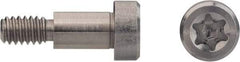 Made in USA - 1/4" Shoulder Diam x 5/16" Shoulder Length, #10-32 UNF, Torx Shoulder Screw - 300 Stainless Steel with Nylon Locking Patch, Uncoated, 3/8" Head Diam - Top Tool & Supply