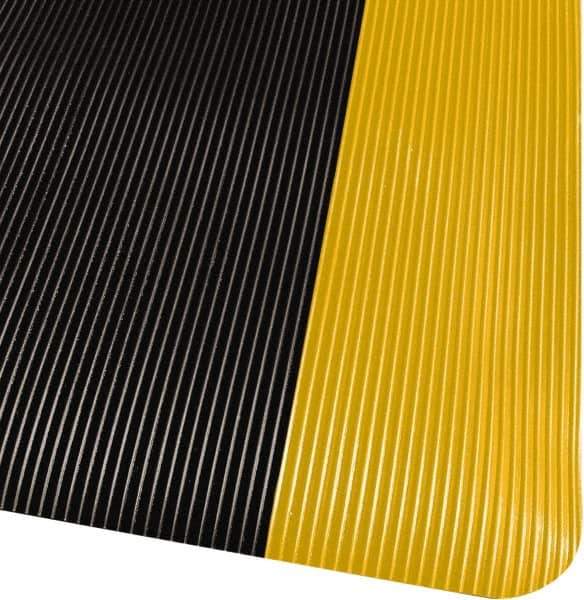 PRO-SAFE - 75' Long x 4' Wide, Dry Environment, Anti-Fatigue Matting - Black with Yellow Borders, Vinyl with Vinyl Sponge Base, Beveled on 4 Sides - Top Tool & Supply