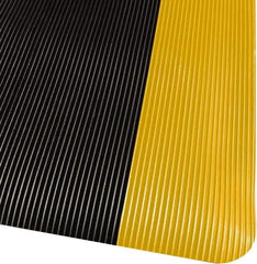 PRO-SAFE - 3' Long x 2' Wide, Dry Environment, Anti-Fatigue Matting - Black with Yellow Borders, Vinyl with Vinyl Sponge Base, Beveled on 4 Sides - Top Tool & Supply