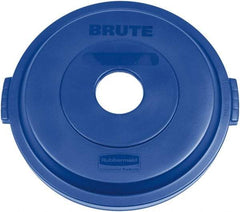 Rubbermaid - Round Lid for Use with 32 Gal Round Recycle Containers - Blue, Plastic, For 2632 Brute Trash Cans - Top Tool & Supply