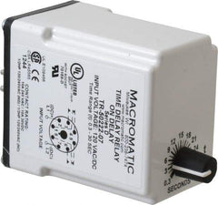 Macromatic - 8 Pin, Multiple Range DPDT Time Delay Relay - 10 Contact Amp, 120 VAC/VDC, Knob - Top Tool & Supply