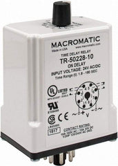 Macromatic - 8 Pin, Multiple Range DPDT Time Delay Relay - 10 Contact Amp, 24 VAC/VDC, Knob - Top Tool & Supply