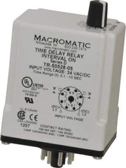 Macromatic - 8 Pin, Multiple Range DPDT Time Delay Relay - 10 Contact Amp, 24 VAC/VDC, Knob - Top Tool & Supply