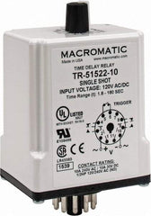 Macromatic - 11 Pin, Multiple Range DPDT Time Delay Relay - 10 Contact Amp, 120 VAC/VDC, Knob - Top Tool & Supply