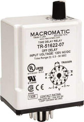 Macromatic - 11 Pin, Multiple Range DPDT Time Delay Relay - 10 Contact Amp, 120 VAC/VDC, Knob - Top Tool & Supply