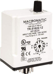 Macromatic - 11 Pin, Multiple Range DPDT Time Delay Relay - 10 Contact Amp, 120 VAC/VDC, Knob - Top Tool & Supply