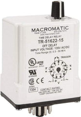 Macromatic - 11 Pin, 0.3 to 30 min Delay, Multiple Range DPDT Time Delay Relay - 10 Contact Amp, 120 VAC/VDC, Knob - Top Tool & Supply