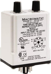 Macromatic - 8 Pin, Multiple Range DPDT Time Delay Relay - 10 Contact Amp, 120 VAC/VDC, Knob - Top Tool & Supply