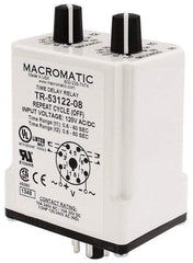 Macromatic - 8 Pin, Multiple Range DPDT Time Delay Relay - 10 Contact Amp, 120 VAC/VDC, Knob - Top Tool & Supply