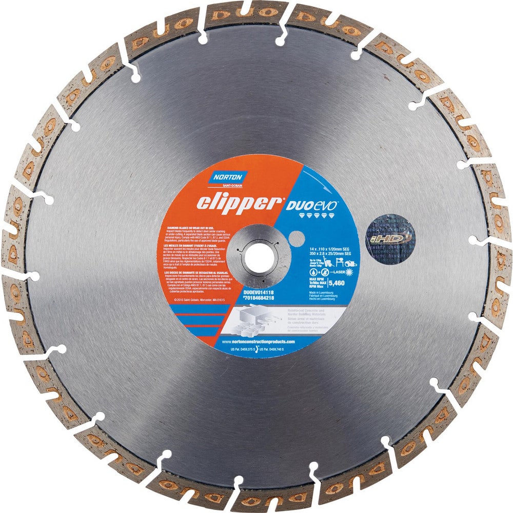 Wet & Dry Cut Saw Blade: 12″ Dia, 1″ Arbor Hole, 0.11″ Kerf Width, 16 Teeth High Speed Steel Teeth, Use on Concrete, Standard Arbor