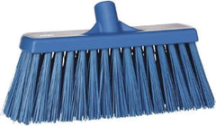 Vikan - 12" Heavy Duty Synthetic Push Broom - 4" Bristle Length, Plastic Block, European Threaded Handle Connection - Top Tool & Supply