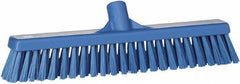 Vikan - 16" Fine Particle Synthetic Push Broom - 2" Bristle Length, Plastic Block, European Threaded Handle Connection - Top Tool & Supply