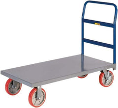 Little Giant - 3,600 Lb Capacity Steel Platform Truck - Steel Deck, 30" OAW, 60" Platform Length, Polyurethane Casters - Top Tool & Supply