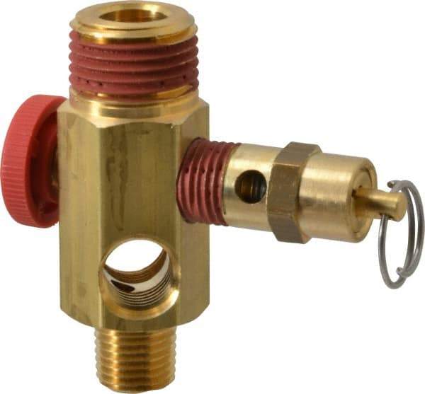 Midwest Control - 1/2" MNPT 150 psi Compressor Tank Manifold - For Use with Portable Air Tank, 1.88" Diam x 2.49" High - Top Tool & Supply