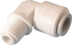 Parker - 3/8" Outside Diam, 1/4 NPTF, Polypropylene Push-to-Connect Tube Male Elbow - 150 Max psi, Tan - Top Tool & Supply