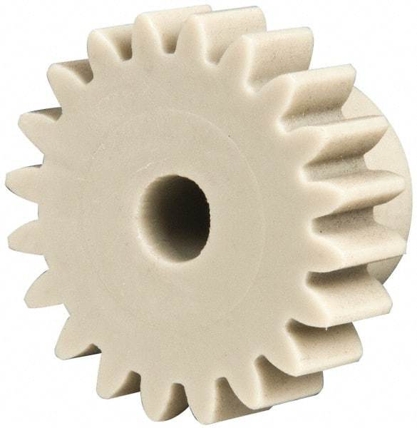 Made in USA - 24 Pitch, 0.833" Pitch Diam, 0.917" OD, 20 Tooth Spur Gear - 1/4" Face Width, 3/16" Bore Diam, 35/64" Hub Diam, 20° Pressure Angle, Acetal - Top Tool & Supply