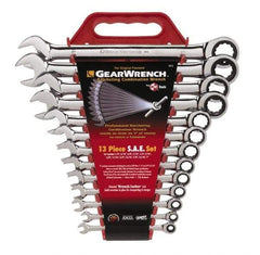 GearWrench - 13 Piece, 1/4" to 1", Combination Wrench Set - Inch Measurement Standard, Chrome Finish, Comes in Plastic Rack - Top Tool & Supply