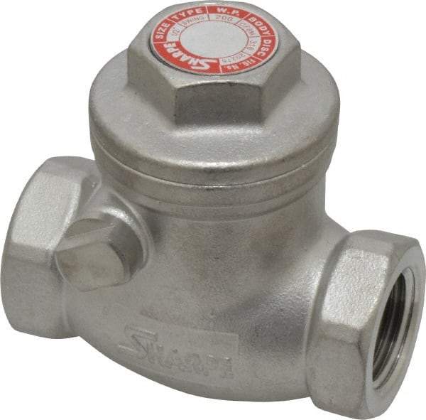 Sharpe Valves - 1/2" Stainless Steel Check Valve - FNPT x FNPT, 200 WOG - Top Tool & Supply