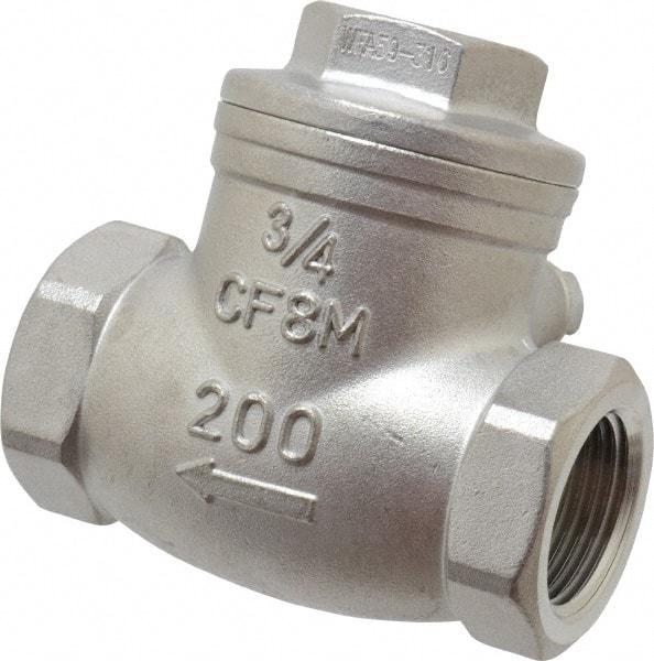 Sharpe Valves - 3/4" Stainless Steel Check Valve - FNPT x FNPT, 200 WOG - Top Tool & Supply