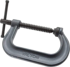 Wilton - Regular-Duty 4-1/4" Max Opening, 3-1/4" Throat Depth, Forged Steel Standard C-Clamp - 6,200 Lb Capacity, 0" Min Opening, Deep Throat - Top Tool & Supply