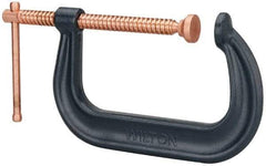 Wilton - Regular-Duty 6-1/16" Max Opening, 4-1/8" Throat Depth, Forged Steel Standard C-Clamp - 6,600 Lb Capacity, 0" Min Opening, Deep Throat - Top Tool & Supply