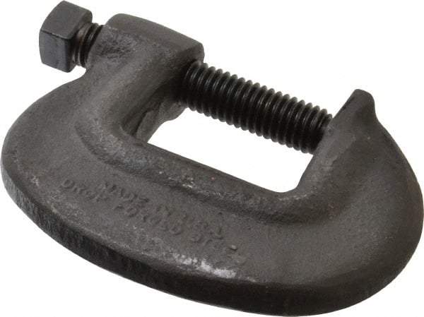 Wilton - Extra Heavy-Duty 1-3/8" Max Opening, 1-3/32" Throat Depth, Forged Steel Standard C-Clamp - 5,600 Lb Capacity, 0" Min Opening, Standard Throat Depth, Cold Drawn Steel Screw - Top Tool & Supply