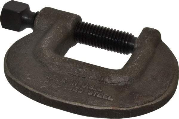 Wilton - Extra Heavy-Duty 1-3/4" Max Opening, 1-3/16" Throat Depth, Forged Steel Standard C-Clamp - 8,750 Lb Capacity, 0" Min Opening, Standard Throat Depth, Cold Drawn Steel Screw - Top Tool & Supply