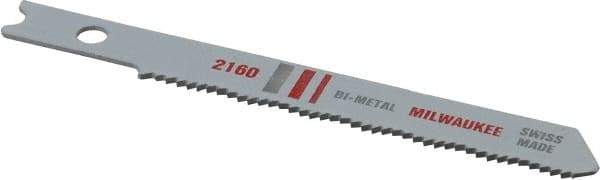 Milwaukee Tool - 2-3/4" Long, 24 Teeth per Inch, Bi-Metal Jig Saw Blade - Toothed Edge, 0.2813" Wide x 0.047" Thick, U-Shank - Top Tool & Supply