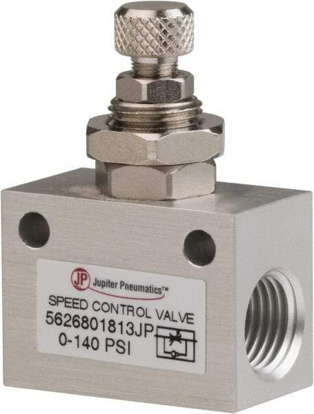 PRO-SOURCE - 1/4" NPT Inline Speed Control Valve - 0 to 140.78 psi & Aluminum Alloy Material - Top Tool & Supply