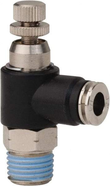 PRO-SOURCE - 1/4" Male NPT x 1/4" Tube OD Compact Banjo Valve - 0 to 113.76 psi & Techno Polymer, Brass, Steel Material - Top Tool & Supply