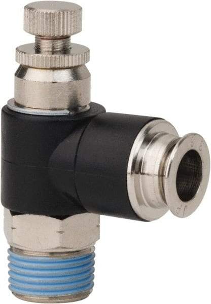 PRO-SOURCE - 3/8" Male NPT x 3/8" Tube OD Compact Banjo Valve - 0 to 113.76 psi & Techno Polymer, Brass, Steel Material - Top Tool & Supply