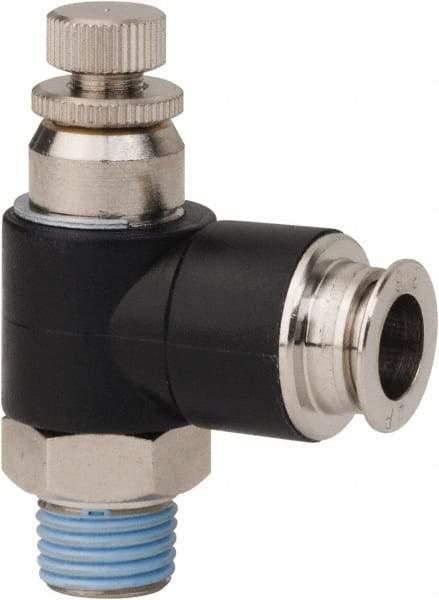 PRO-SOURCE - 1/4" Male NPT x 3/8" Tube OD Compact Banjo Valve - 0 to 113.76 psi & Techno Polymer, Brass, Steel Material - Top Tool & Supply