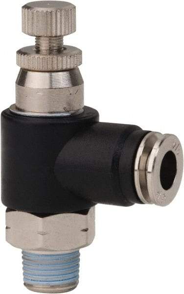 PRO-SOURCE - 1/8" Male NPT x 1/4" Tube OD Compact Banjo Valve - 0 to 113.76 psi & Techno Polymer, Brass, Steel Material - Top Tool & Supply