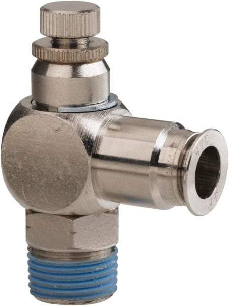 PRO-SOURCE - 3/8" Male NPT x 3/8" Tube OD Tamper Resistant Valve - 0 to 113.76 psi & Nickel Plated Brass Material - Top Tool & Supply