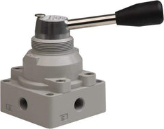 Value Collection - 1/4" NPT Manual Mechanical Valve - 4-Way, 3 Position with L Cock Device, 0.976 CV Rate & 127.98 Max psi - Top Tool & Supply