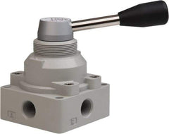 PRO-SOURCE - 3/8" NPT Manual Mechanical Valve - 4-Way, 2 Position, Lever, 0.98 CV Rate & 127.98 Max psi - Top Tool & Supply