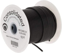 Made in USA - 16 AWG, 26 Strand, 100' OAL, Tinned Copper Hook Up Wire - Black PVC Jacket, 0.117" Diam - Top Tool & Supply