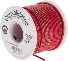 Made in USA - 22 AWG, 7 Strand, 100' OAL, Tinned Copper Hook Up Wire - Red PVC Jacket, 0.091" Diam - Top Tool & Supply