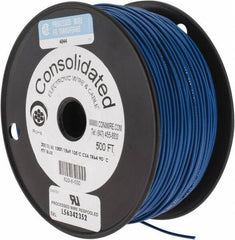 Made in USA - 20 AWG, 10 Strand, 500' OAL, Tinned Copper Hook Up Wire - Blue PVC Jacket, 0.07" Diam - Top Tool & Supply