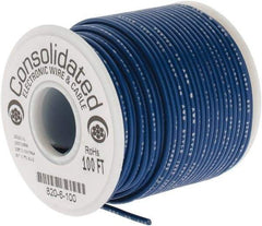 Made in USA - 20 AWG, 10 Strand, 100' OAL, Tinned Copper Hook Up Wire - Blue PVC Jacket, 0.07" Diam - Top Tool & Supply