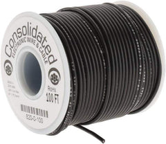 Made in USA - 20 AWG, 10 Strand, 100' OAL, Tinned Copper Hook Up Wire - Black PVC Jacket, 0.07" Diam - Top Tool & Supply