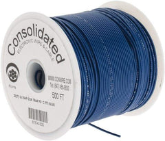 Made in USA - 22 AWG, 7 Strand, 500' OAL, Tinned Copper Hook Up Wire - Blue PVC Jacket, 0.062" Diam - Top Tool & Supply