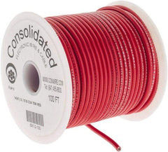 Made in USA - 14 AWG, 41 Strand, 100' OAL, Tinned Copper Hook Up Wire - Red PVC Jacket, 0.136" Diam - Top Tool & Supply