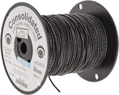 Made in USA - 16 AWG, 26 Strand, 500' OAL, Tinned Copper Hook Up Wire - Black PVC Jacket, 0.117" Diam - Top Tool & Supply