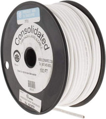 Made in USA - 12 AWG, 65 Strand, 100' OAL, Tinned Copper Hook Up Wire - White PVC Jacket, 0.155" Diam - Top Tool & Supply